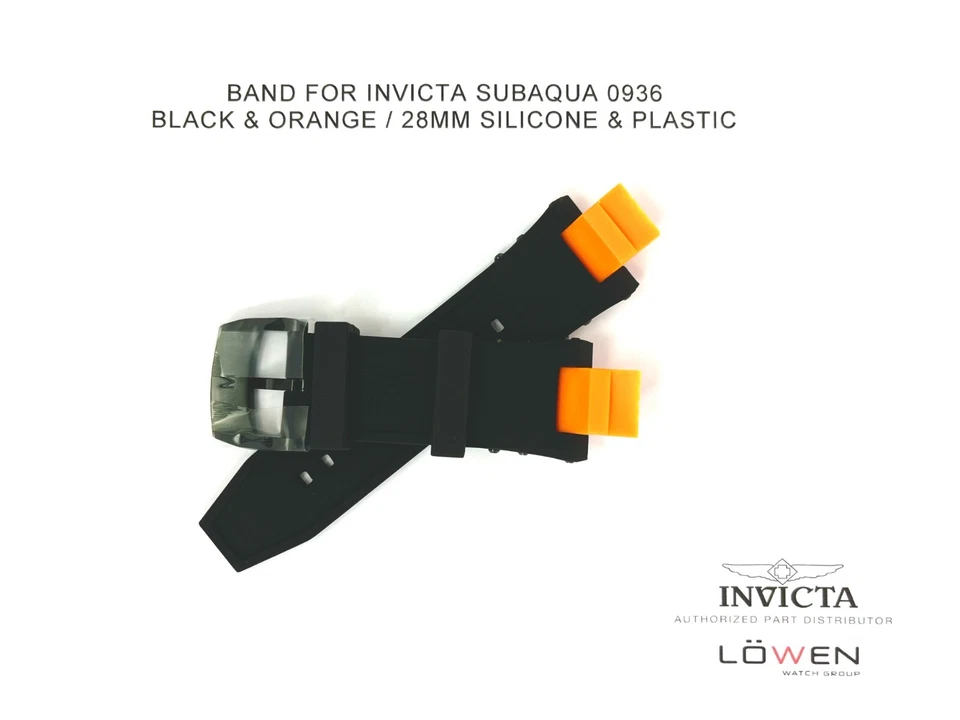 Authentic Invicta Subaqua 0936 Black Silicone & Orange Plastic 28MM Watch Band - Image 2 of 3