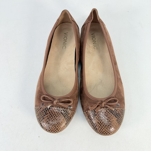 Ballerine Vionic donna 7,5 Minna scarpe slip on punta a cappuccio marrone scamosciato - Foto 4 di 11