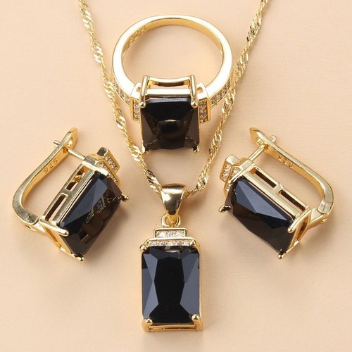Conjunto de Joyas Disfraz Circonita Negra Pulsera Clip Pendientes Collar Set - Imagen 2 de 43