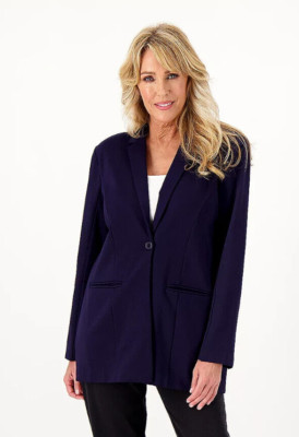 Day2Day by Duette NYC Petite Lux Knit Boyfriend Cardigan Sapphire Sz 3XP A520636