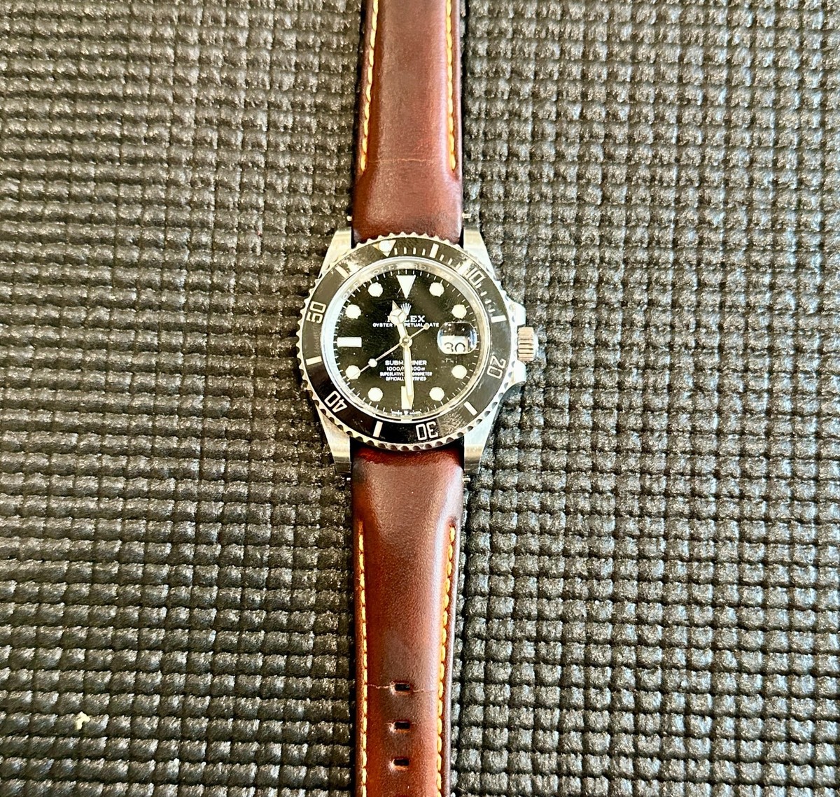 21mm DARK BROWN Leather curved Strap 41mm Rolex Submariner 42mm
