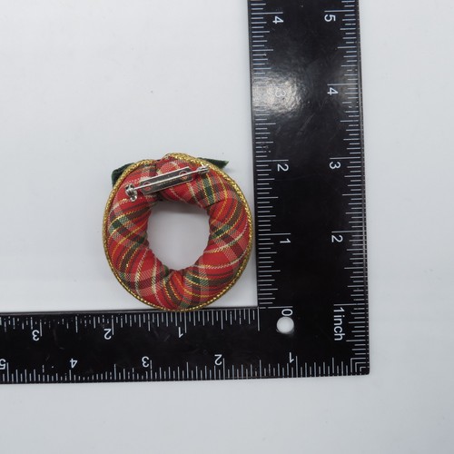 Vintage AVON Weihnachtskranz Anstecknadel Brosche rot kariert Urlaub Jubel - Bild 4 von 9