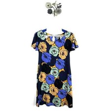 Anthropologie Vanessa Virginia Mina Dress Back Cutout Floral Shift Size Medium