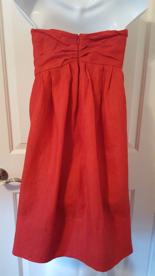 Vestido Vera Wang Lavanda Etiqueta Naranja Quemado Lino Sin Tirantes Talla S Sujetador Incorporado Foto 4 de 4