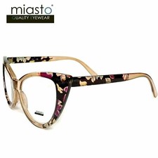  2 PAIRS/ 2 COLORS MIASTO BIG "CAT EYE" LARGE READING GLASSES 2.25 BROWN  GOLD