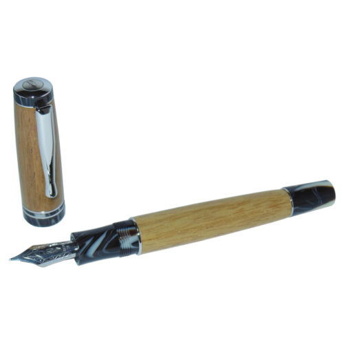 New Delta Seawood Fountain Pen Light Iroko/Silver Harmonic Steel M Nib sea wood  - Afbeelding 1 van 8