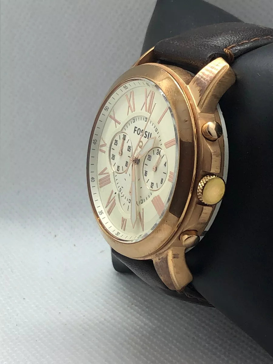 Fossil Q NDW1 Men s Brown Leather Analog Cream Dial Quartz Genuine