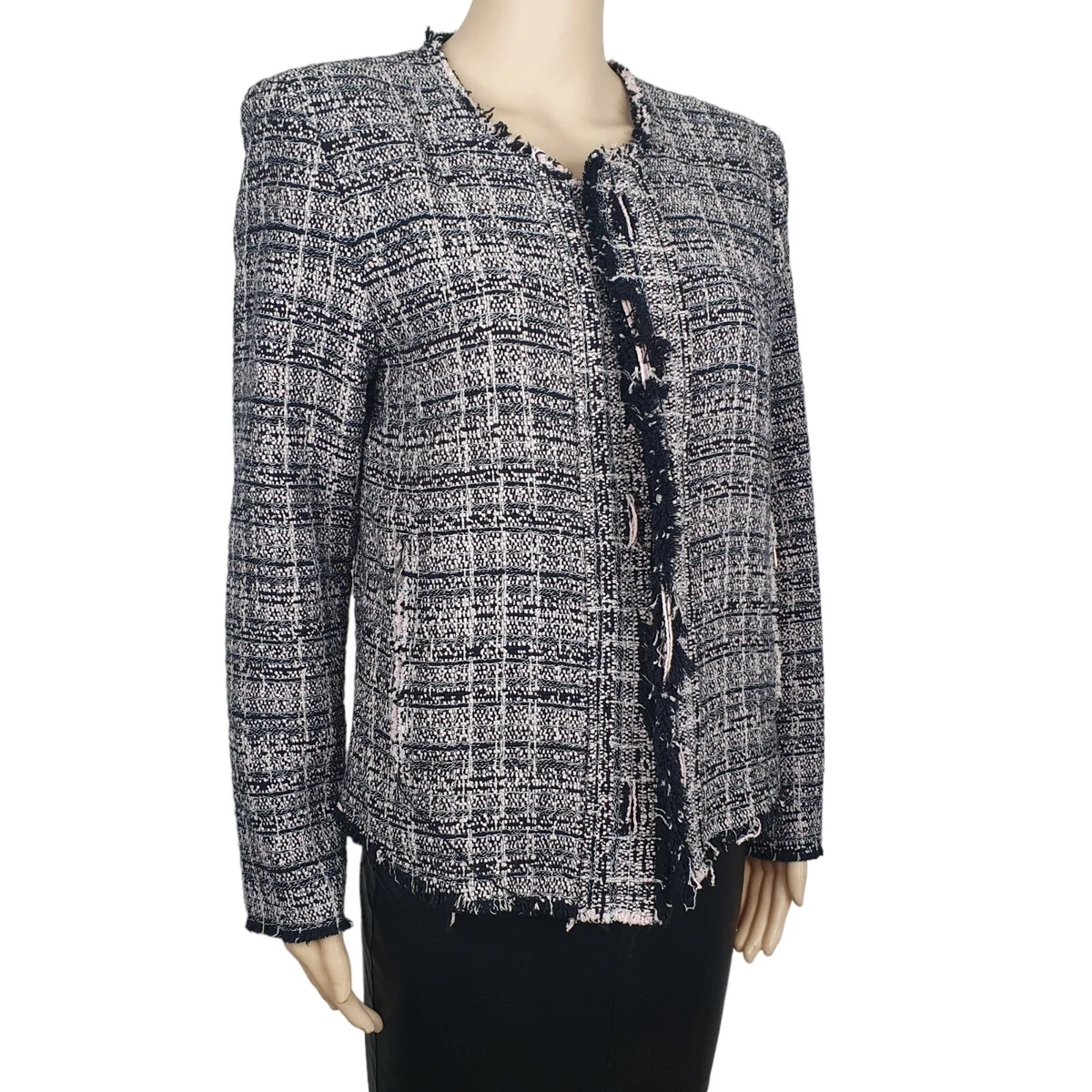 Iro Jocund Womens Pink Black Tweed Jacket Size 42