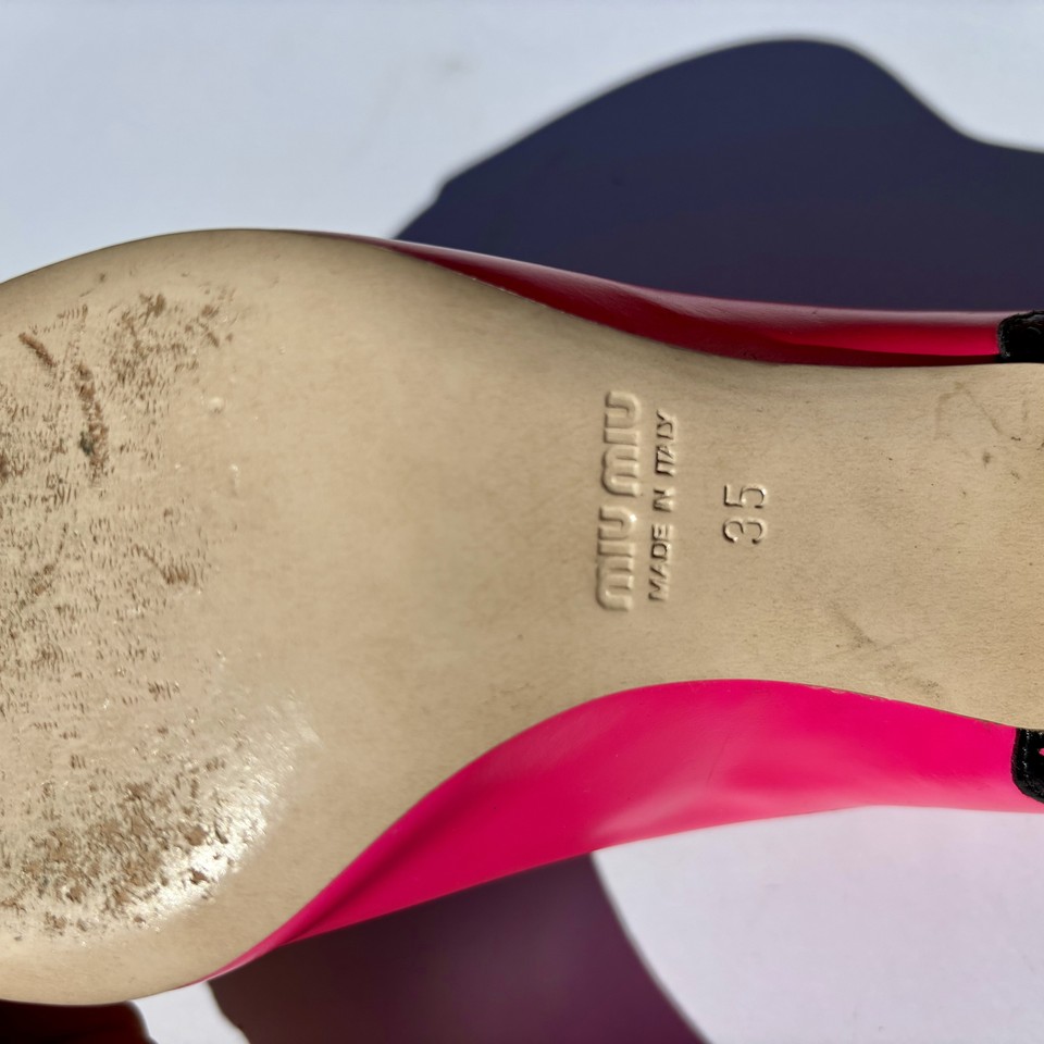 Designer MIU MIU Fluoro Pink Leather Kitten Heel Shoes, Worn once, 35 eBay