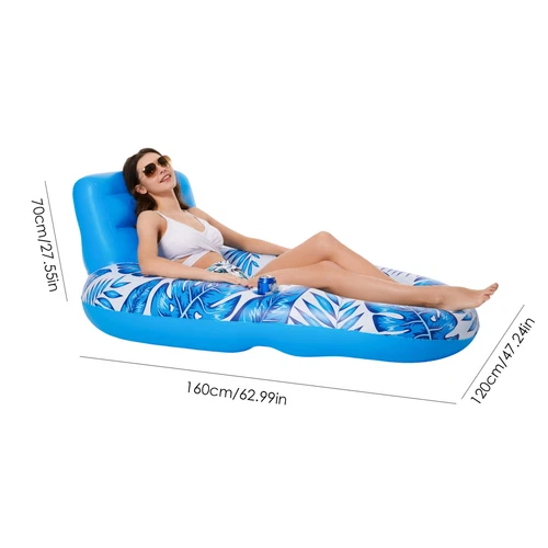 Inflatable Pool Lounge Floating Recliner Swimming Beach with Cup Holders - Picture 6 of 15