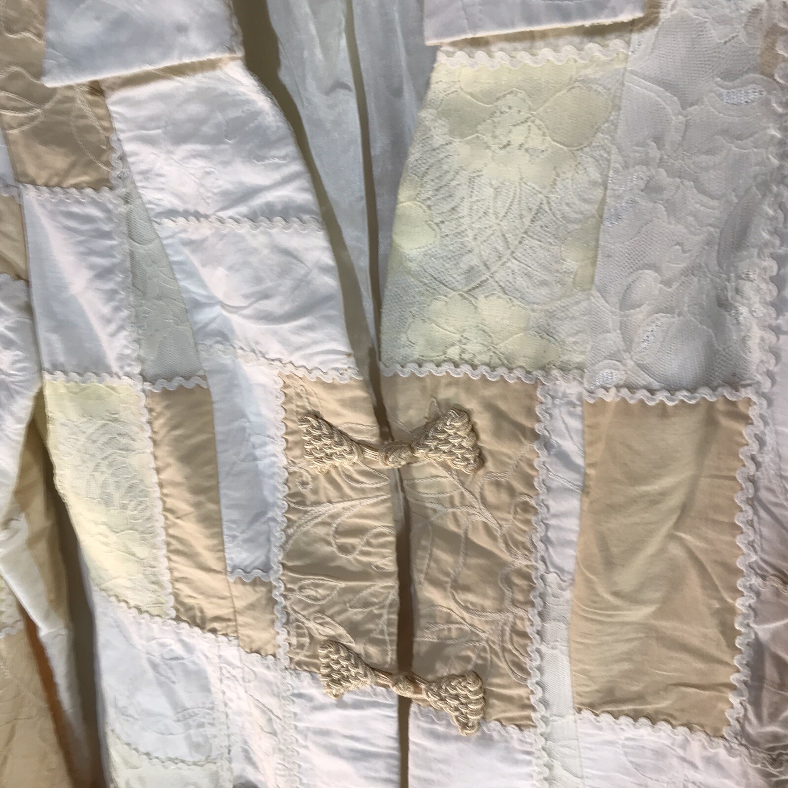 Vintage Boho Chic Multi Patchwork 100% Silk Longe… - image 3