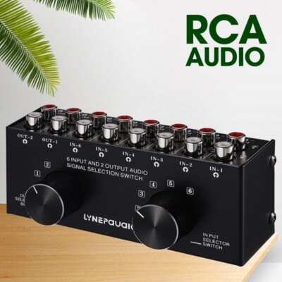 6-IN-2-OUT Stereo RCA Audio Switcher Box Selector Splitter Hub Distributor COOL