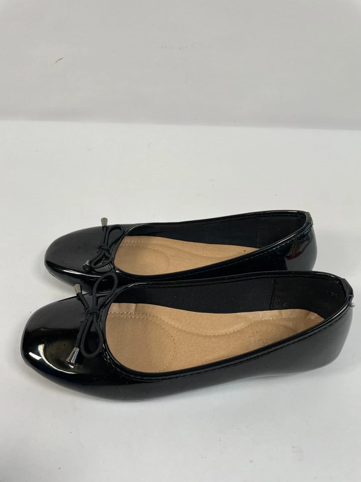 TOP MODA  Ballet Flats Womens Black Patent Leather Bow Detail Slip On Size 7.5 - Image 2 of 4