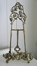 Vintage 19.5" Large Ornate Brass Tabletop EASEL DISPLAY STAND for Book Plate Art