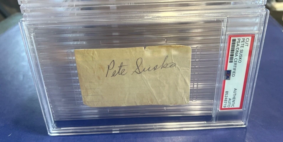 Pete Susko 2x4 Signed Cut Index Card 1934 Washington Senators D. 1978 PSA COA - Image 2 of 3