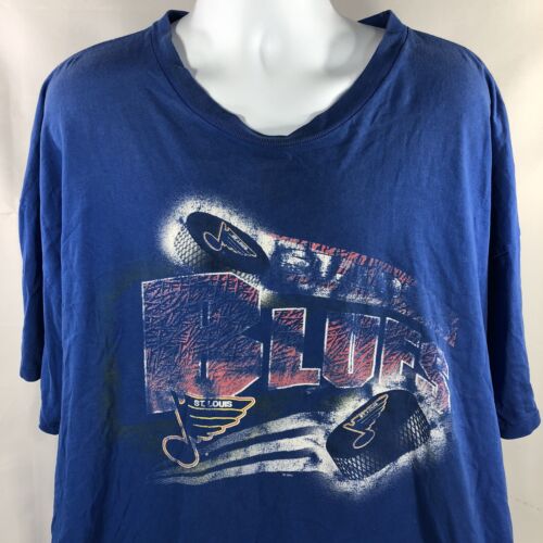 Vintage 90s St. Louis Blues NHL Single Stitch Shirt Size 4XL Blue USA Made 90s - Picture 1 of 12