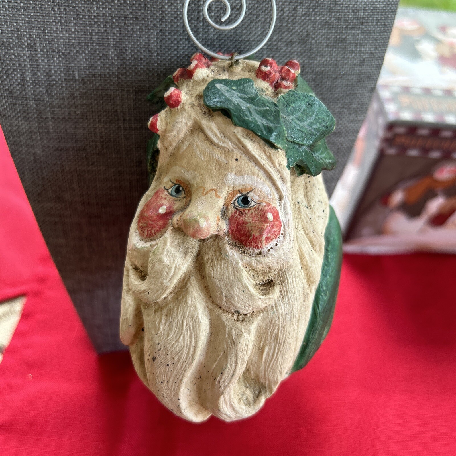 Vintage 1988 House of Hatten Enchanted Forest Santa Head Ornament-image