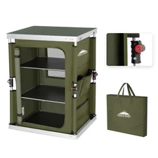 EAGLE PEAK Outdoor Folding Camping Table with Large 3-Tier Storage Organizer