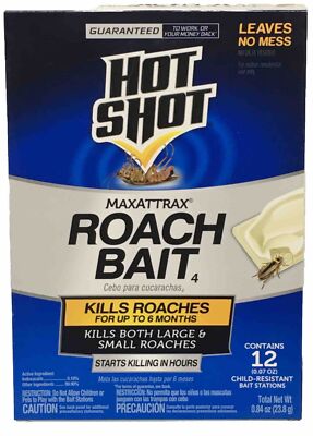Hot Shot Max Attrax 0.84 Oz. Solid Roach Bait Station (12-Pack) HG-96987, Sealed