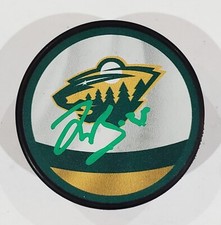JONAS BRODIN SIGNED MINNESOTA WILD REVERSE RETRO HOCKEY PUCK NHL W/LOA