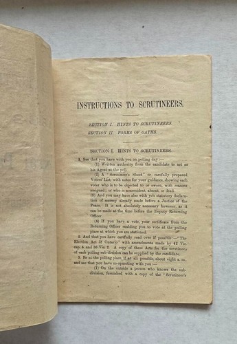 Ontario Elections 1883. The Liberaly Party. Instructions to Scrutineers - Picture 3 of 3