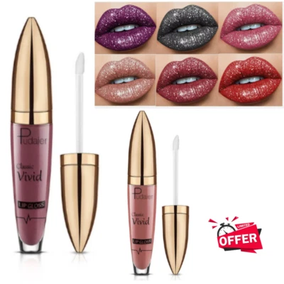 KK LABIB Pudaier Diamond Lip Gloss Matte To Glitter Liquid Lipstick Makeup Waterproof UK