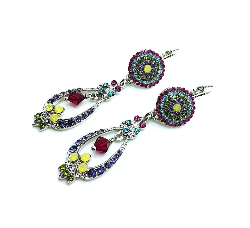 Mariana Earrings Fuschia, Peridot, Tanzanite, Aquamarine ,Opal, Olivene & Jon... - Image 2 of 3