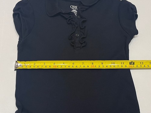 ✨Girls Size Medium (5), Chaps Approved Schoolwear, Black, Collar, Ruffle, Button - Picture 8 of 10