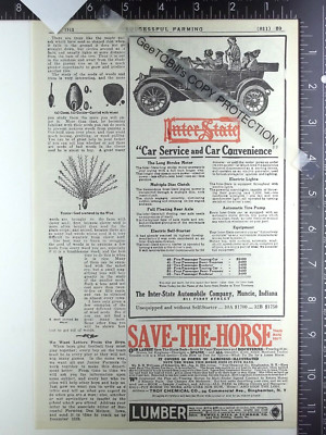 1912 ADVERTISING for Interstate automobile Co car model 40 41 50 51 Muncie IN