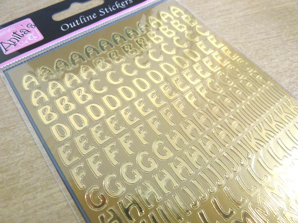 Zsanhua 8 fogli di adesivi con lettere glitterate, con numeri corsivi glitterati, etichette autoadesive per numeri fai da te, per scrapbooking, decorazioni per tappi di laurea (oro