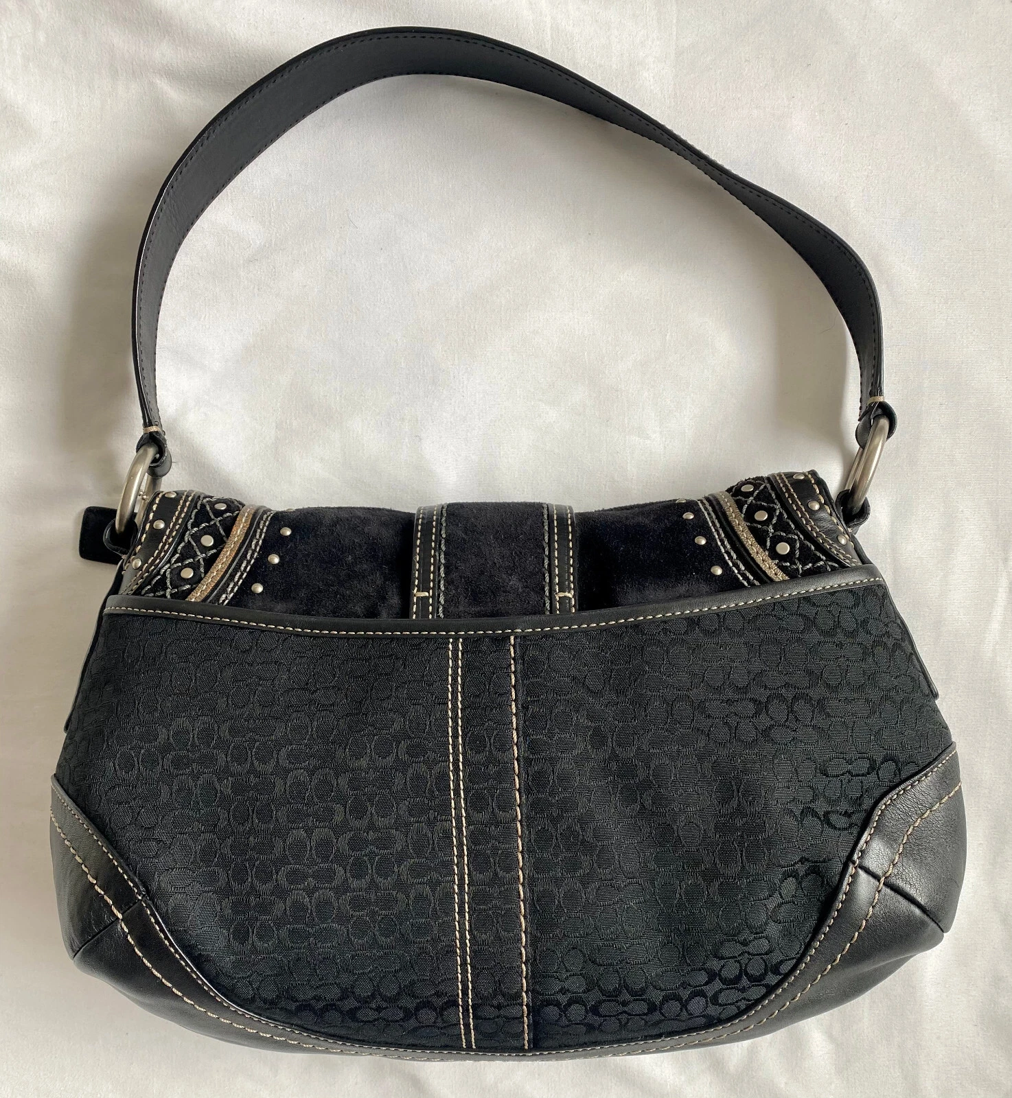 Borsa Coach Soho nera jacquard pelle scamosciata borchie hobo F11517 IN OTTIME CONDIZIONI!