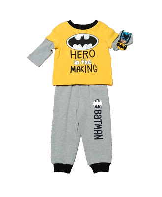 BABY BOY,S Batman Dc Comic FLEECE T-SHIRT PANT SET YELLOW 18 MTHS