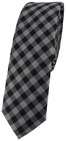 Schmale Tigertie Krawatte Schlips In Anthrazit Grau Schwarz Kariert (4,5 Cm)
