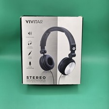 Vivitar Stereo Headphones Adjustable Headband Silver Black Open Box Wired Music
