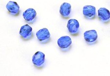 100 Sapphire Faceted Czech Glass Round Beads 4MM