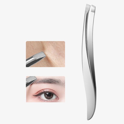 Professional Eyebrow Tweezers Set Plucker Puller Slanted Pointed Tip Flat Hea YK - Picture 4 of 13