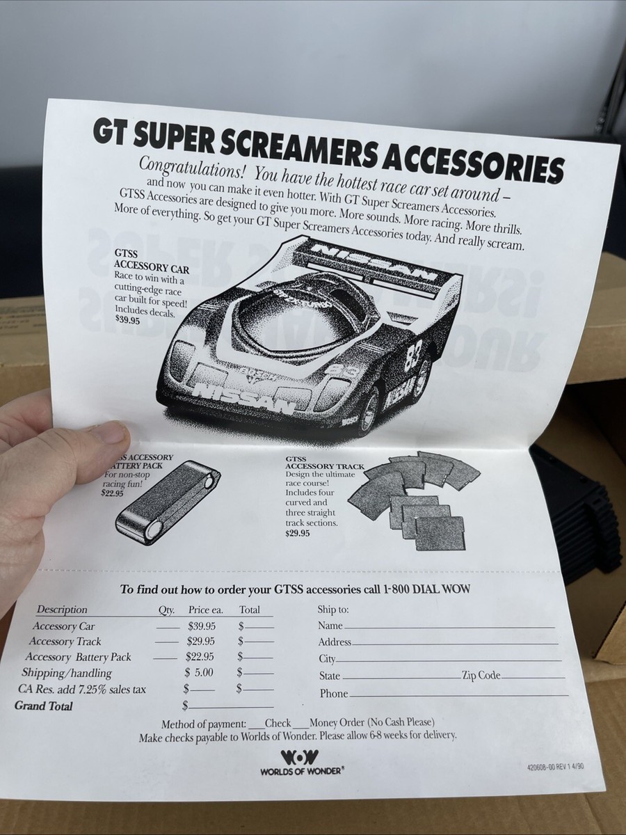 RARE 1990 WOW Worlds of Wonder GT Super Screamers Slotless Race