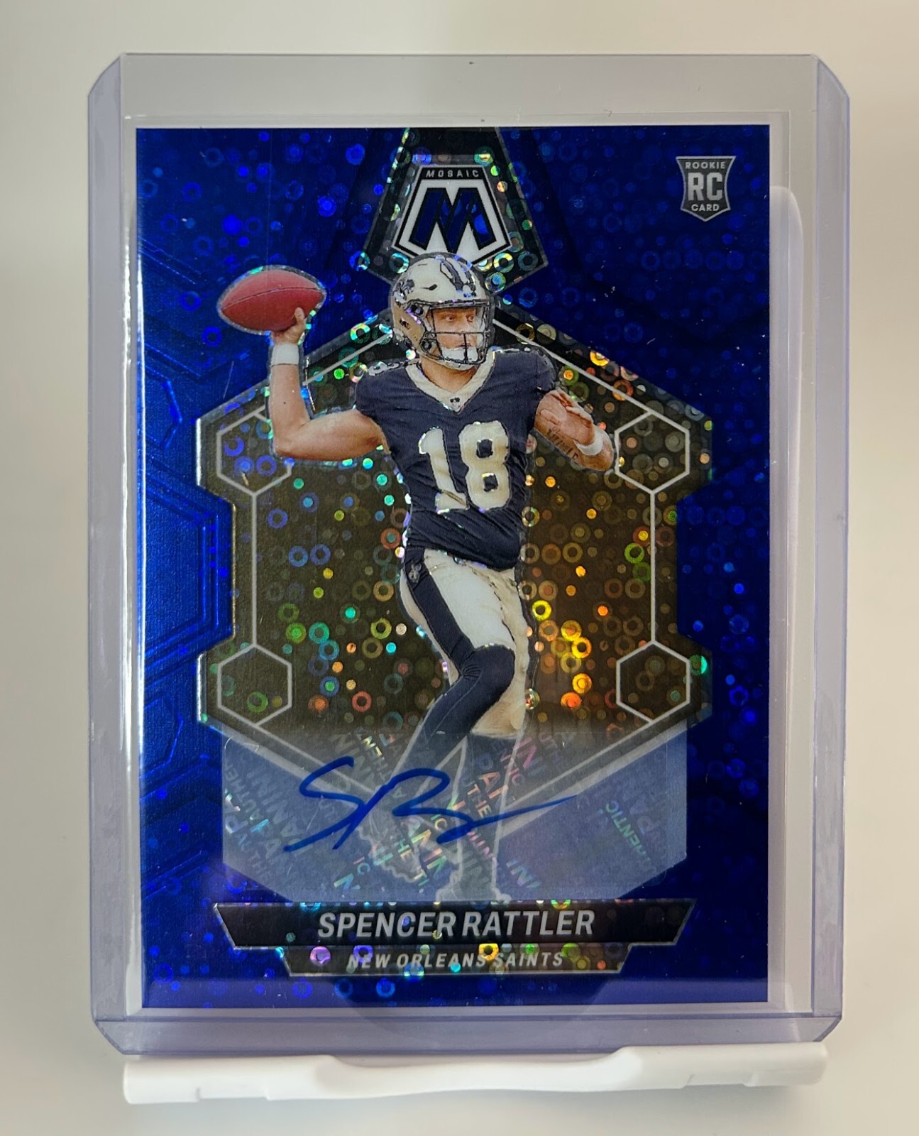2024 Panini Mosaic Spencer Rattler Rookie Auto--Blue Disco Prizm