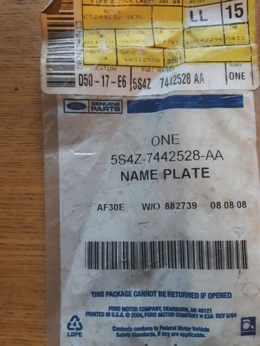 Genuine Ford Nameplate 5S4Z-7442528-AA ZXW - Picture 3 of 3