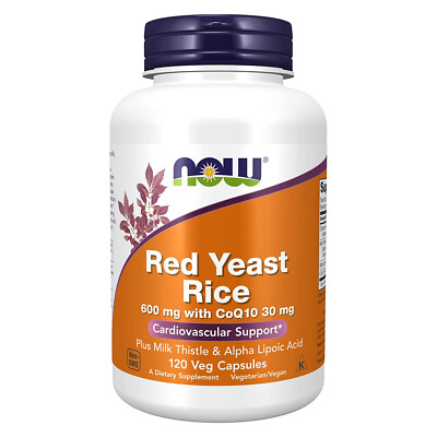 NOW FOODS Red Yeast Rice 600 mg with CoQ10 30 mg 120 Veg Capsules