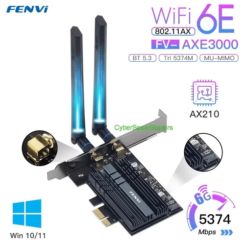 WiFi 6E AX210 PCI Express x1 Network Card 2.4/5/6Ghz Tri-Band Bluetooth 5.3