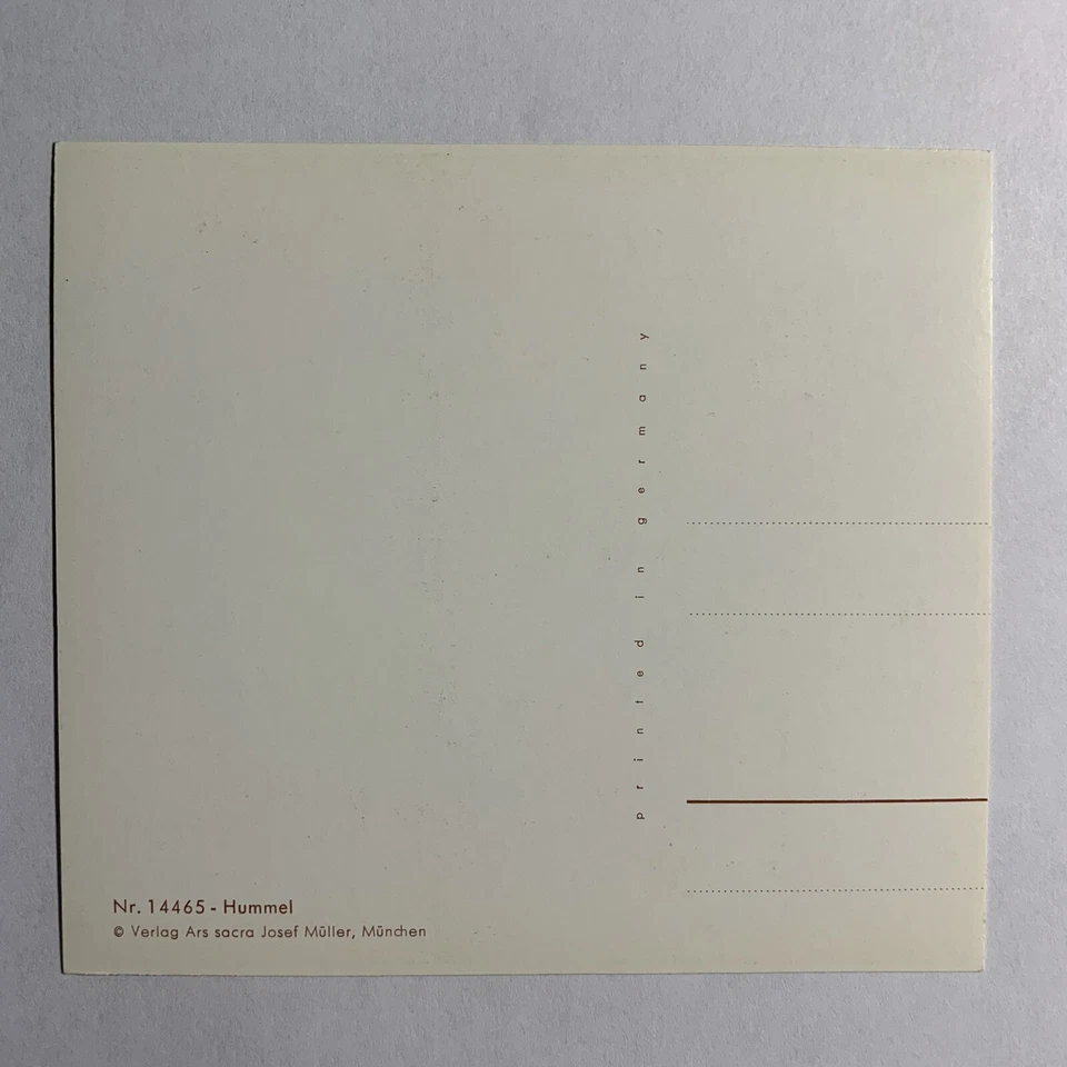 CARTÃO POSTAL LITOGRÁFICO HUMMEL NÃO USADO #14465 BEBÊ MENINA COM FLORES E PÁSSAROS - Imagem 2 de 4