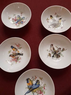 Kaiser Porzellan 5 Dessertschalen Vogelmotiv