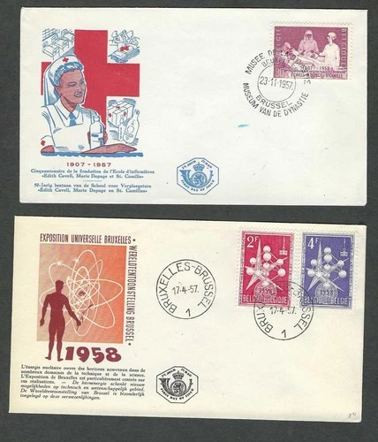 Belgium 1957 First Day Cover x 2 #907