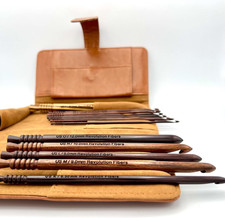 Artisan Rosewood Crochet Hooks Set with Leather Carrying Case - Incl. 13 Crochet