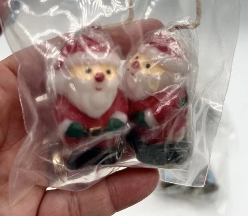 Vintage Christmas Figures Holiday Mini Candles Snowmen Santa Bear 2.5" Lot of 6 image 3