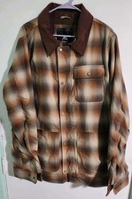 Burton Living Ski Snowboard Brown Plaid Flannel Insulated Jacket Men's Sz Large