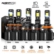 2X H4 H7 H11 H8 H9 Mit Zulassung LED Scheinwerfer Halogen COB Fern/Abblendlicht