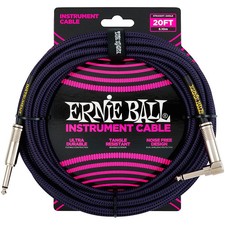 Ernie Ball Braided Straight Angle Inst Cable 20 ft. Neon Purple/Black
