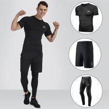 3Pieces Men's Compression Set Shirts Pants Shorts Tights Sports Running Athletic